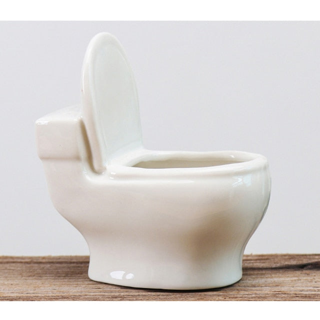 Small White Ceramic Toilet Flowerpot