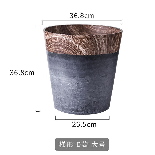 Stylish Flowerpot with Walnut Wood Pattern.